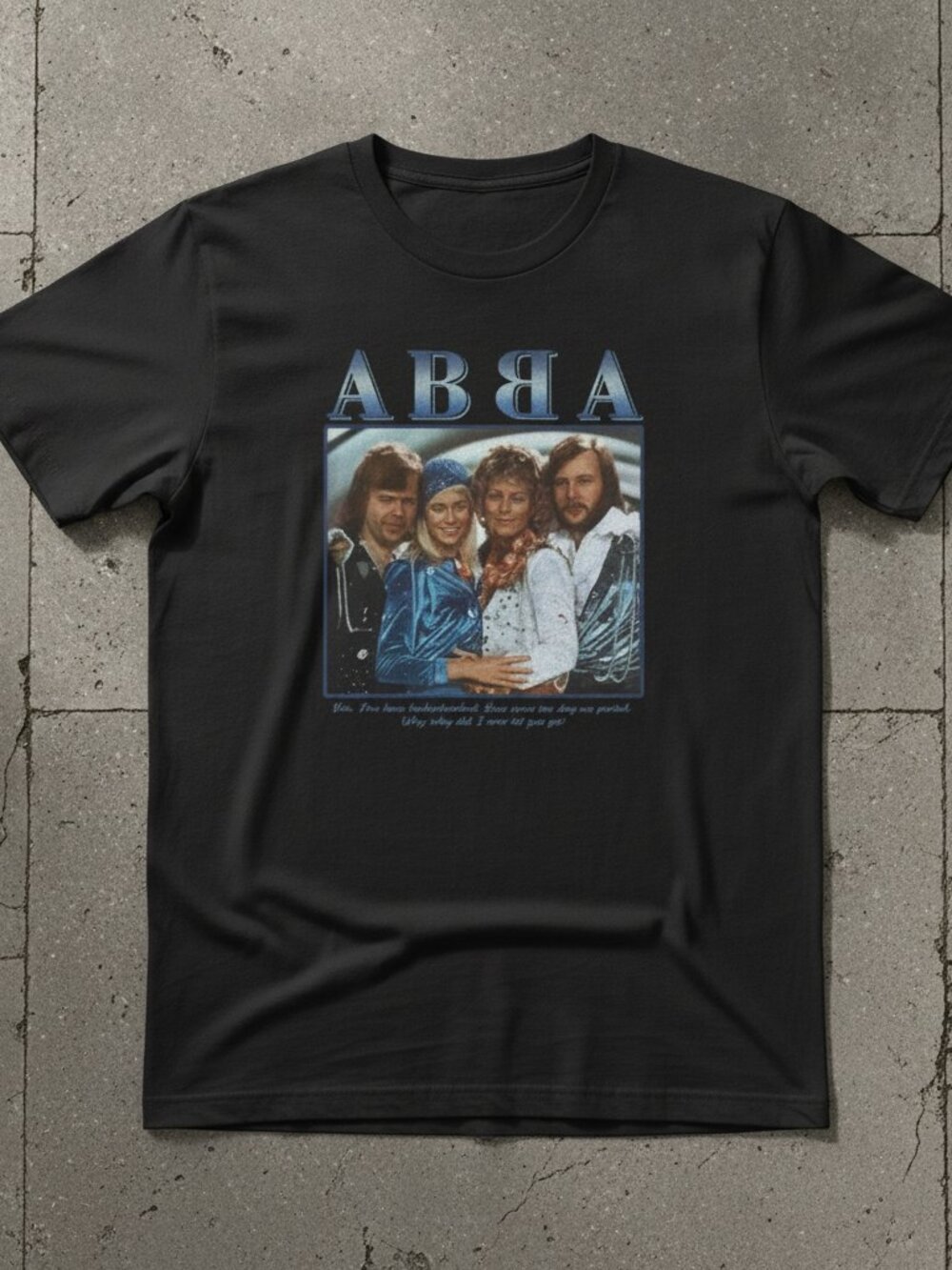 ABBA Graphic T-Shirt, Retro 70s Music Band Tee, Vintage Pop Rock Black Shirt